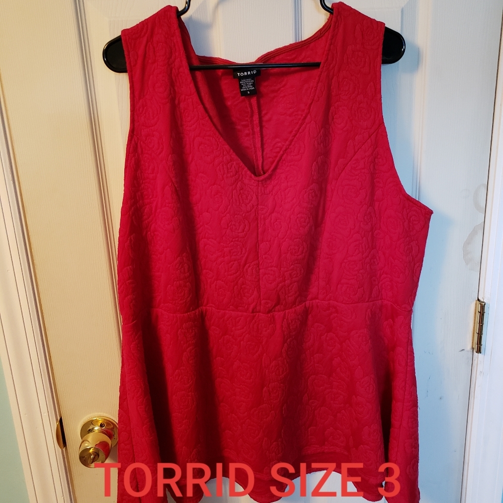 Red Raised Floral Tank